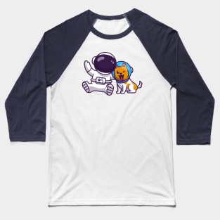 Cute Astronaut With Dog Astronaut Cartoon Baseball T-Shirt